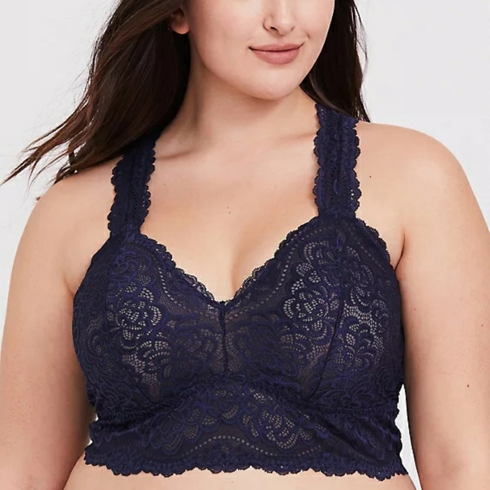 Torrid NAVY LACE RACERBACK BRALETTE